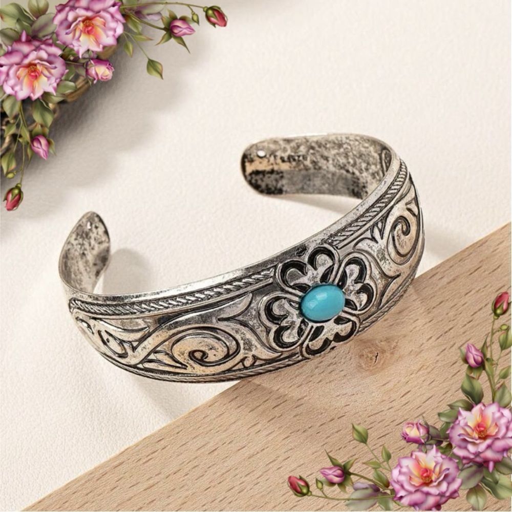 Vintage Faux Turquoise Decor Bracelet western style